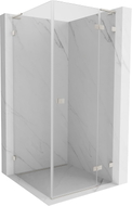 Mexen Lunar L Duschkabine mit Schwingtür rechts 100 x 100 cm, transparent, gebürsteter Nickel - 834L-100-100-97-00-P