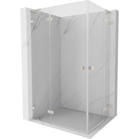 Mexen Lunar L Duo Duschkabine, schwenkbar, links 100 x 85 cm, transparent, gebürsteter Nickel - 834L-100L-085P-97-00