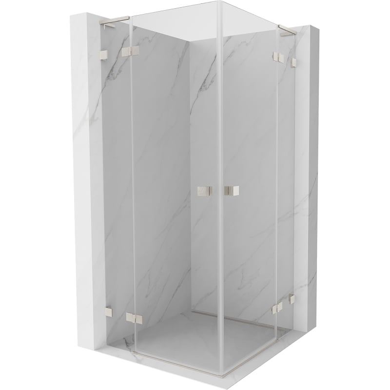 Mexen Lunar L Duo Duschkabine schwenkbar 105 x 105 cm, transparent, gebürstetes Nickel - 834L-105L-105P-97-00