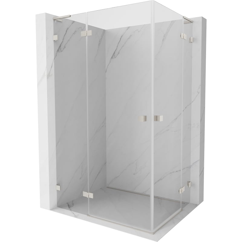 Mexen Lunar L Duo Duschkabine, links öffnend, 110 x 70 cm, transparent, gebürsteter Nickel - 834L-110L-070P-97-00