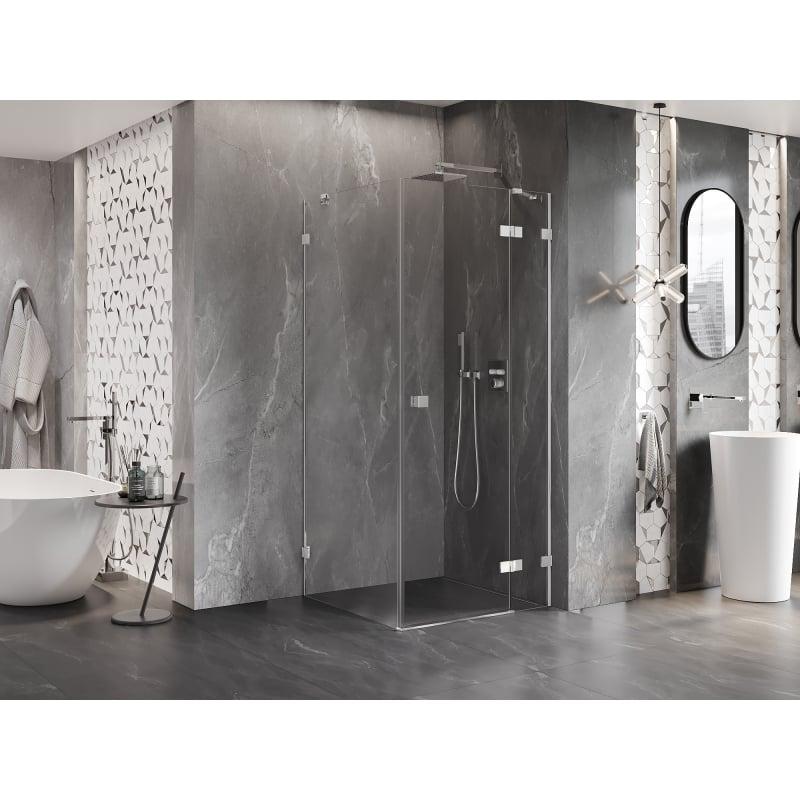 Mexen Lunar Duschkabine, rechte Tür 90 x 90 cm, transparent, Chrom - 834-090-090-01-00-P