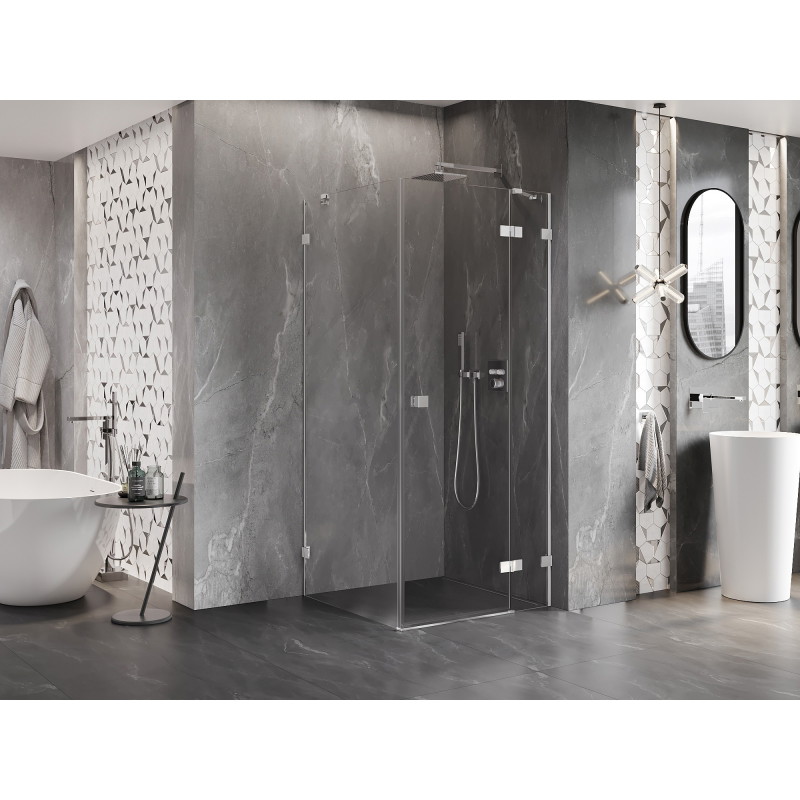 Mexen Lunar Duschkabine schwenkbar rechts 100 x 100 cm, transparent, Chrom - 834-100-100-01-00-P