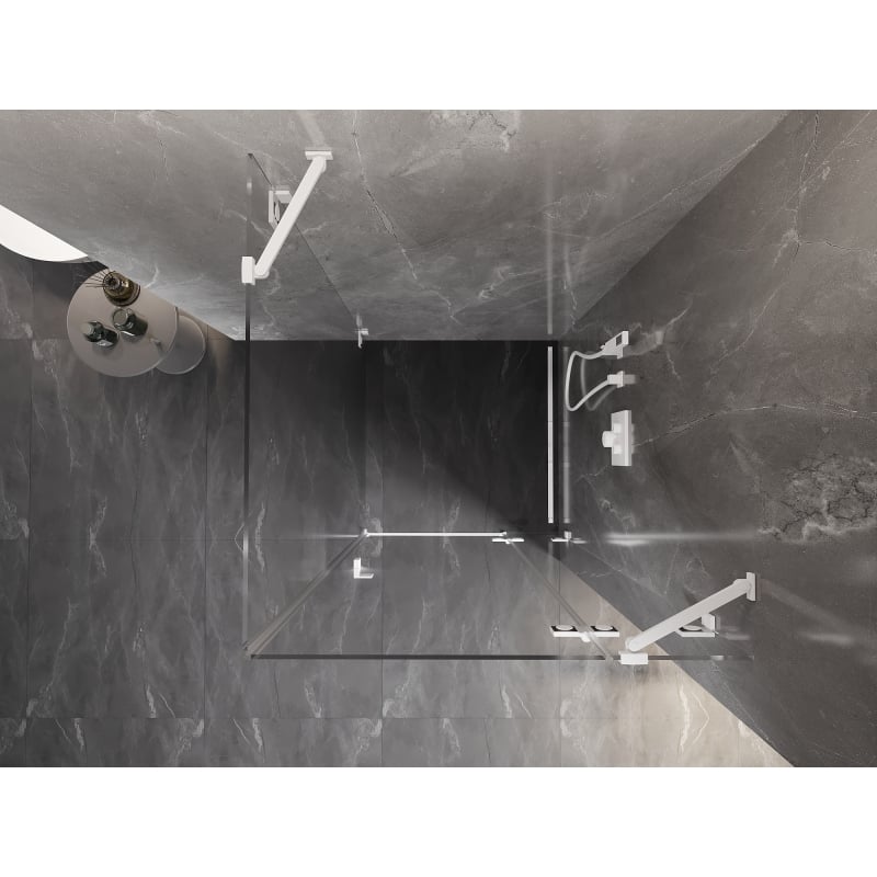 Mexen Lunar Duschkabine rechts 100 x 100 cm, transparent, weiß - 834-100-100-20-00-P