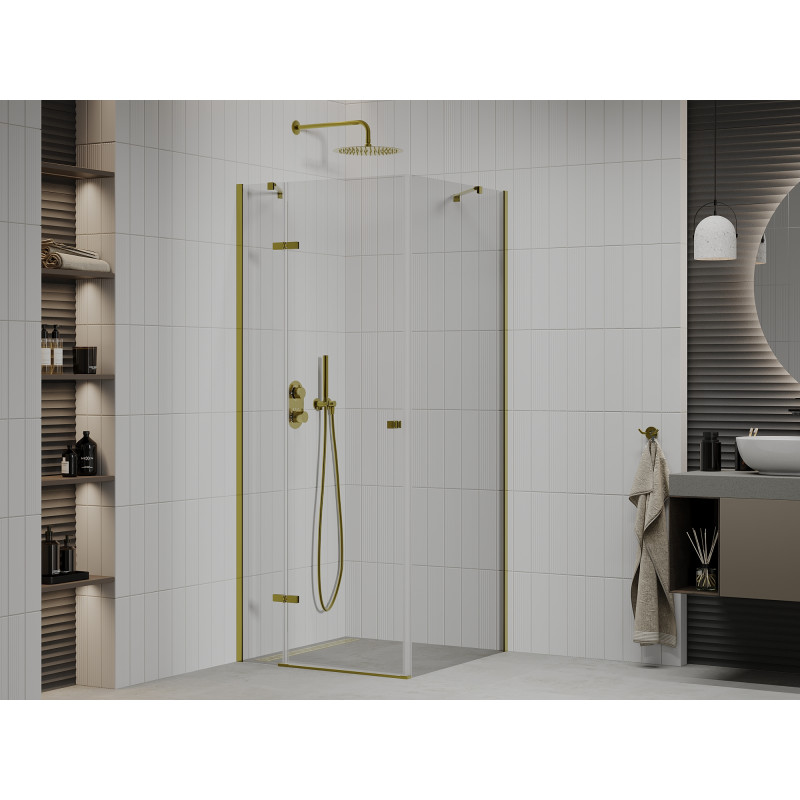 Mexen Roma Schwenkbare Duschkabine 70 x 70 cm, transparent, gold - 854-070-070-50-00