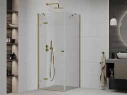 Mexen Roma Duschkabine schwenkbar 80 x 80 cm, transparent, gold - 854-080-080-50-00