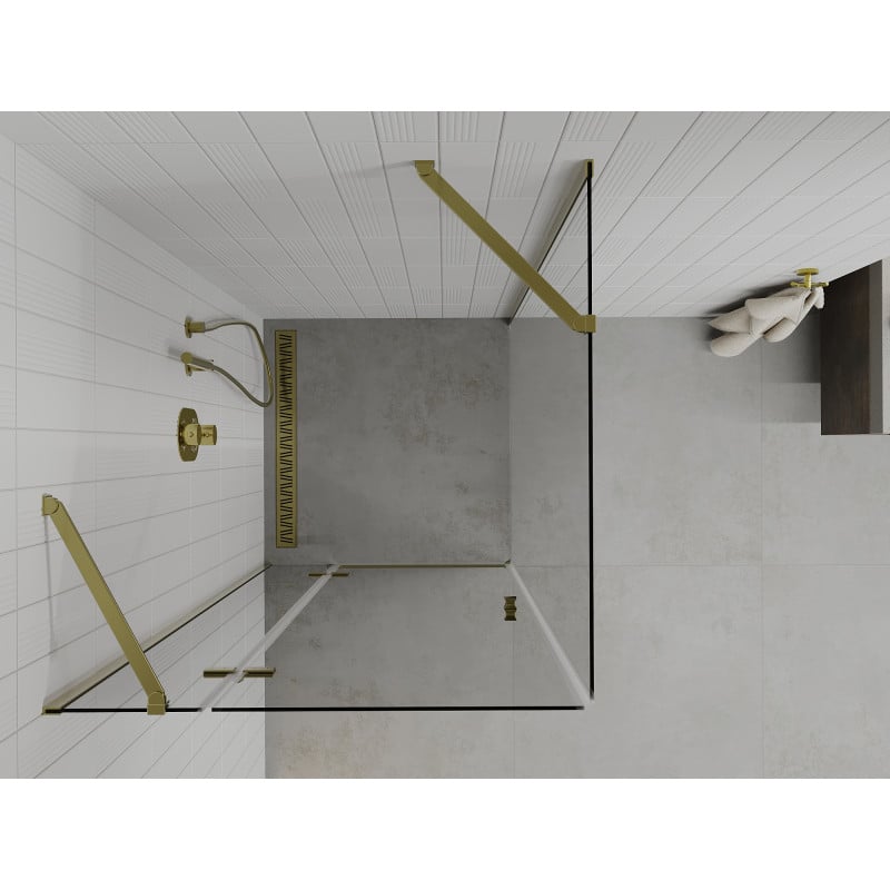 Mexen Roma Duschkabine schwenkbar 80 x 80 cm, transparent, gold - 854-080-080-50-00