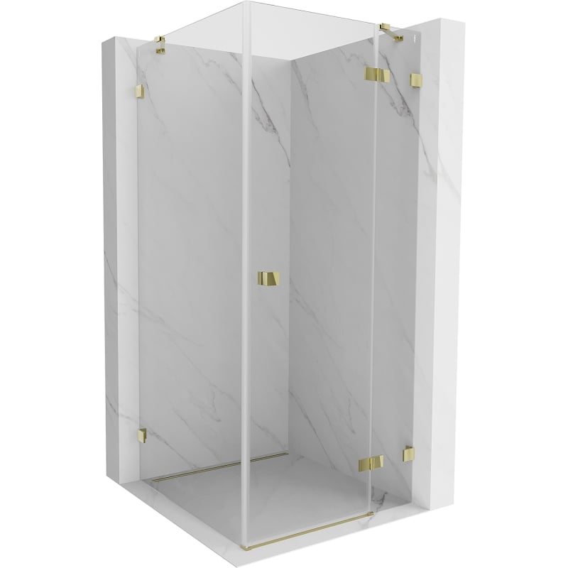 Mexen Lunar Duschkabine rechts öffnend 90 x 90 cm, transparent, gold - 834-090-090-50-00-P