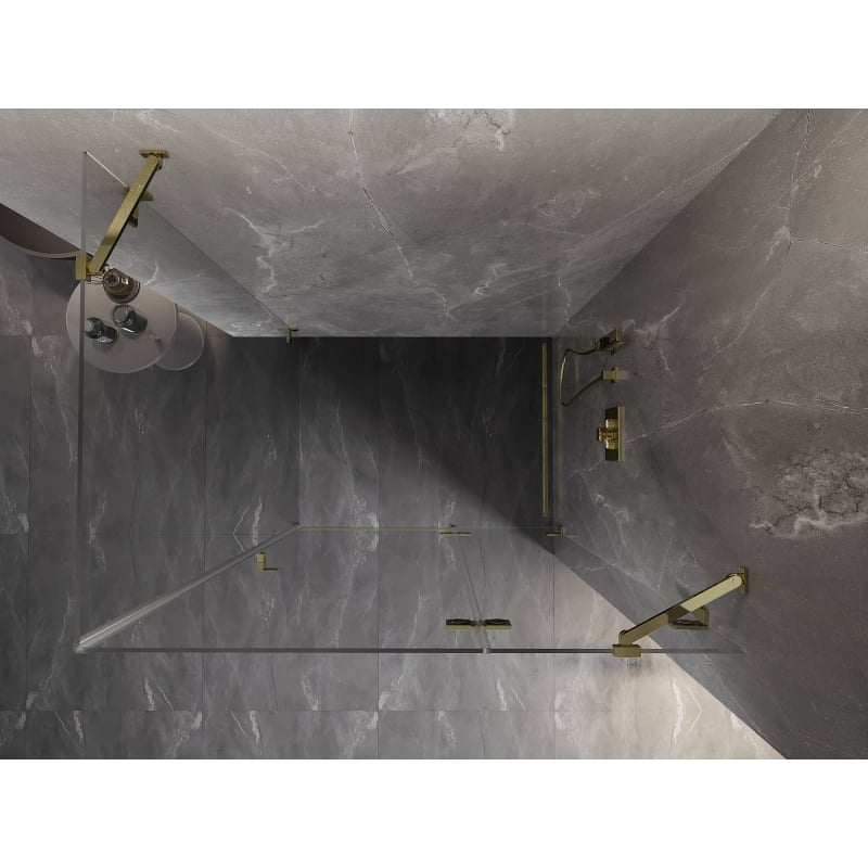 Mexen Lunar Duschkabine rechts öffnend 95 x 90 cm, transparent, gold - 834-095-090-50-00-P