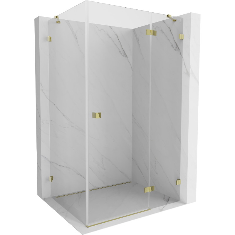 Mexen Lunar Duschkabine schwenkbar rechts 100 x 90 cm, transparent, gold - 834-100-090-50-00-P