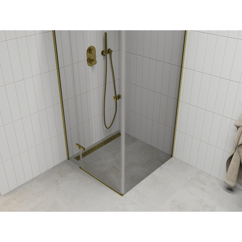 Mexen Roma Duschkabine 90 x 90 cm, transparent, gold - 854-090-090-50-00