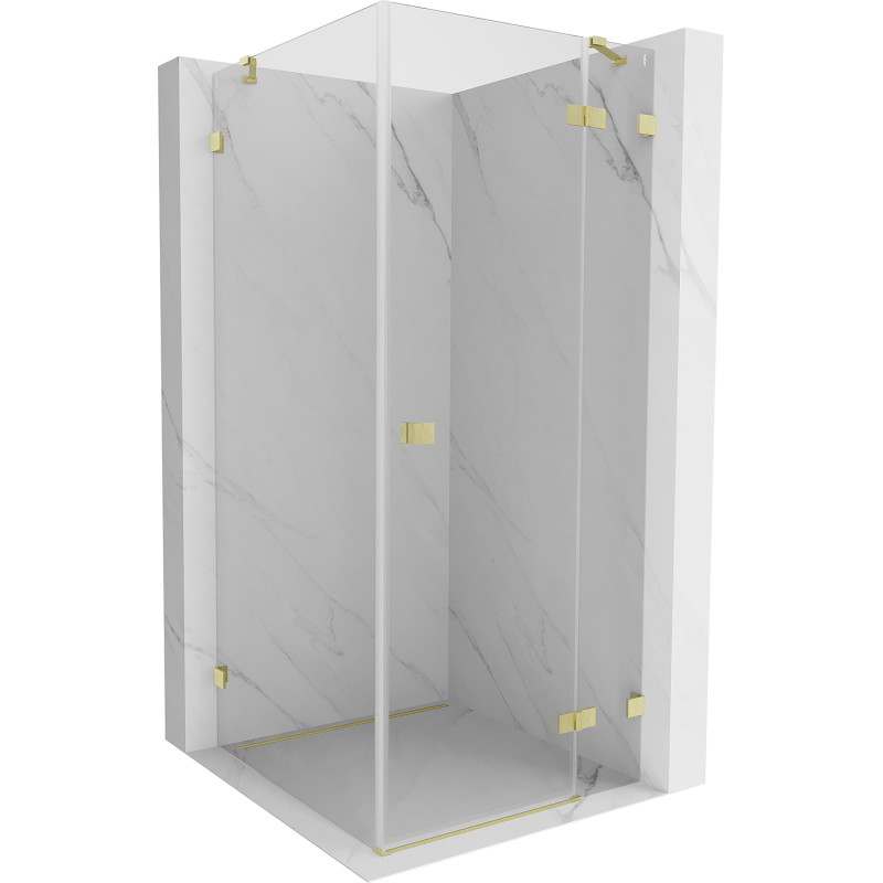 Mexen Lunar Duschkabine Rechtsanschlag 80 x 80 cm, transparent, gebürstetes Gold - 834-080-080-55-00-P