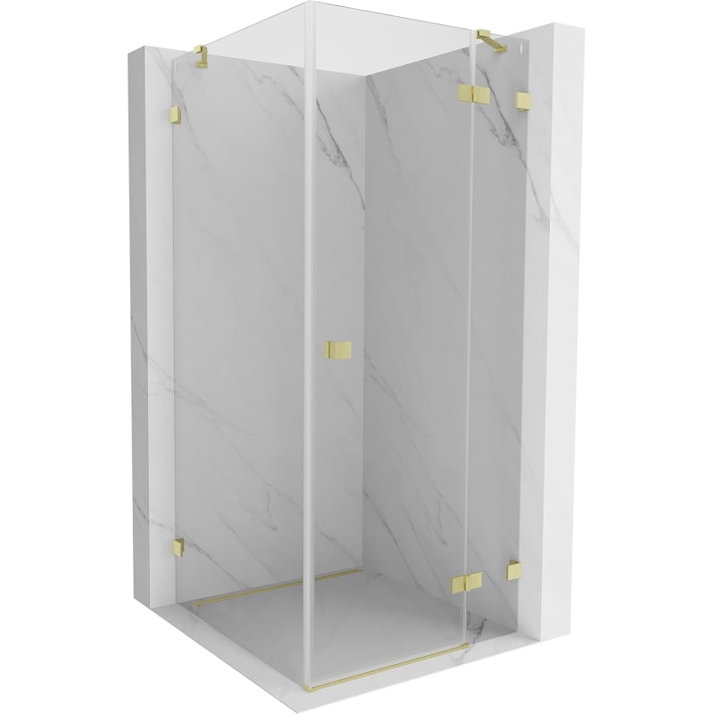 Mexen Lunar Duschkabine rechts öffnend 90 x 90 cm, transparent, gebürstetes Gold - 834-090-090-55-00-P