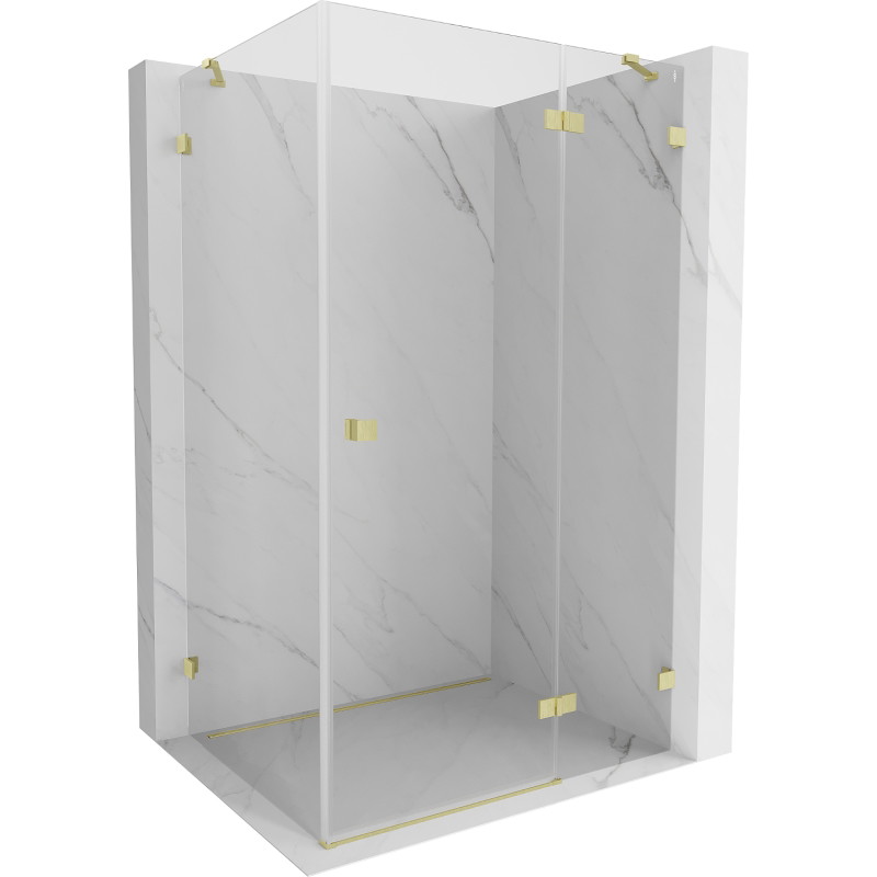 Mexen Lunar Duschkabine Schwenktür rechts 95 x 90 cm, transparent, gebürstetes Gold - 834-095-090-55-00-P