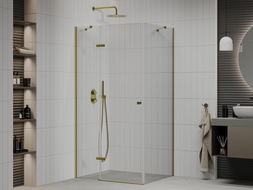 Mexen Roma Duschkabine schwenkbar 80 x 100 cm, transparent, gold - 854-080-100-50-00