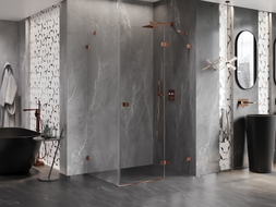 Mexen Lunar Duschkabine schwenkbar rechts 90 x 80 cm, transparent, Roségold - 834-090-080-60-00-P