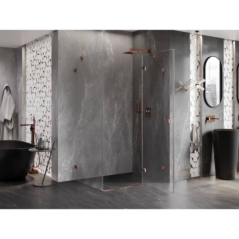 Mexen Lunar Duschkabine rechts öffnend 100 x 90 cm, transparent, Roségold - 834-100-090-60-00-P