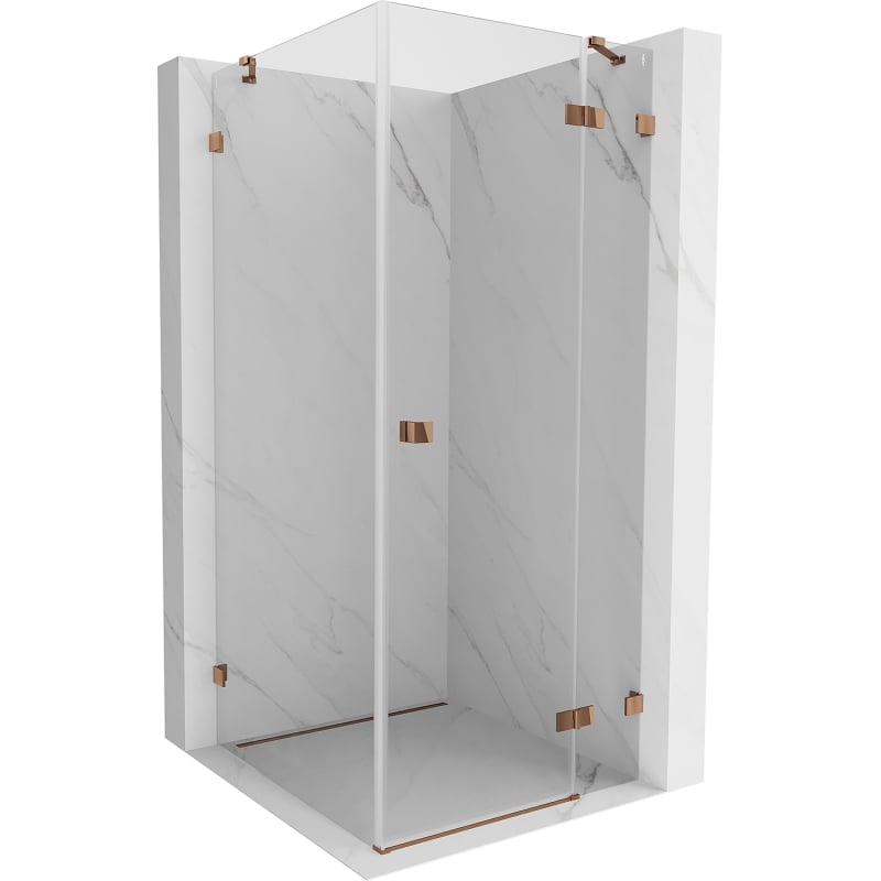 Mexen Lunar Duschkabine angeschlagen rechts 100 x 100 cm, transparent, Roségold - 834-100-100-60-00-P