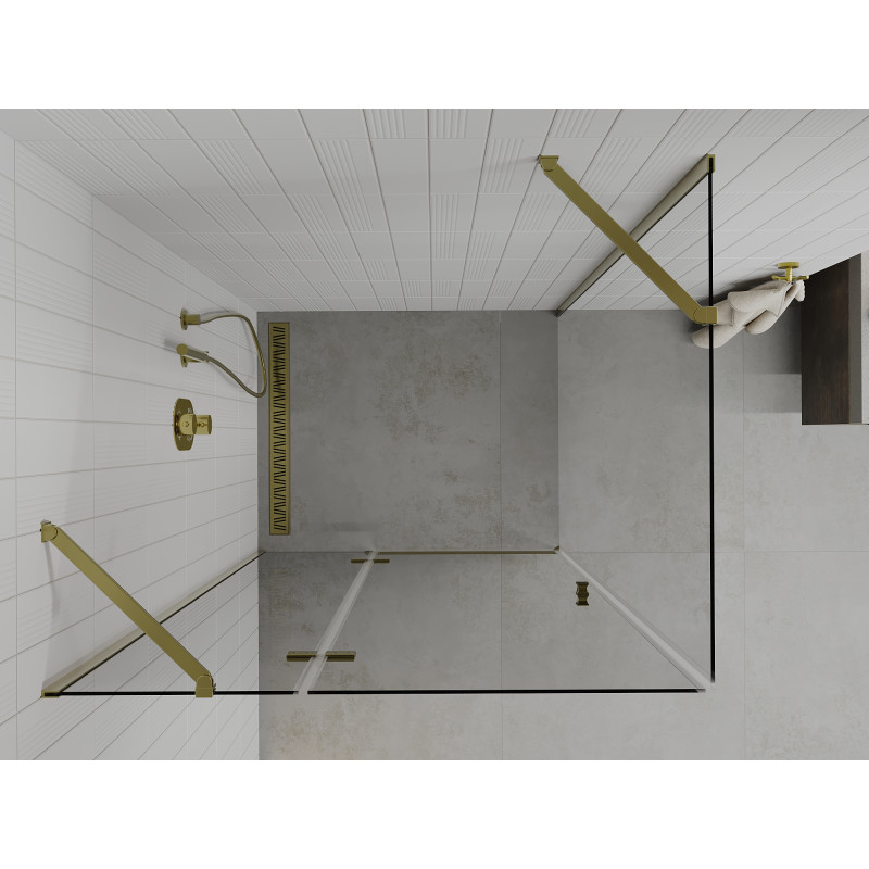 Mexen Roma Duschkabine schwenkbar 90 x 80 cm, transparent, gold - 854-090-080-50-00