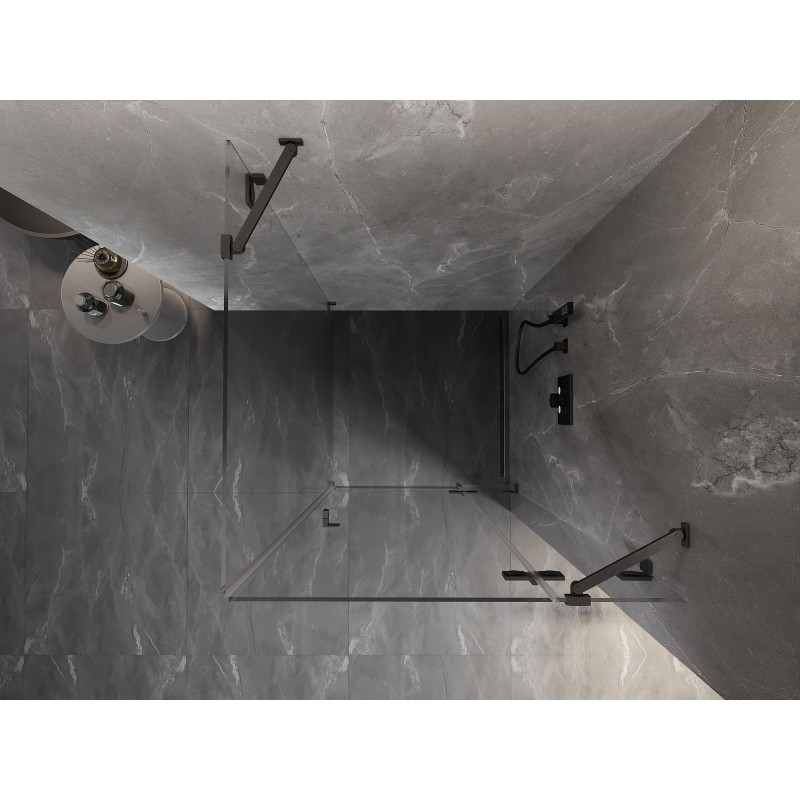 Mexen Lunar Duschkabine, rechts öffnend, 80 x 80 cm, transparent, gebürstetes Gun Gray - 834-080-080-66-00-P