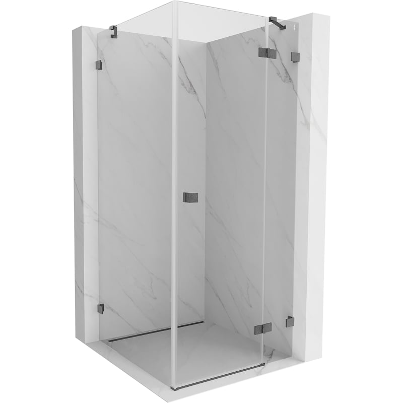 Mexen Lunar Duschkabine rechts öffnend 90 x 90 cm, transparent, gebürstet gun gray - 834-090-090-66-00-P