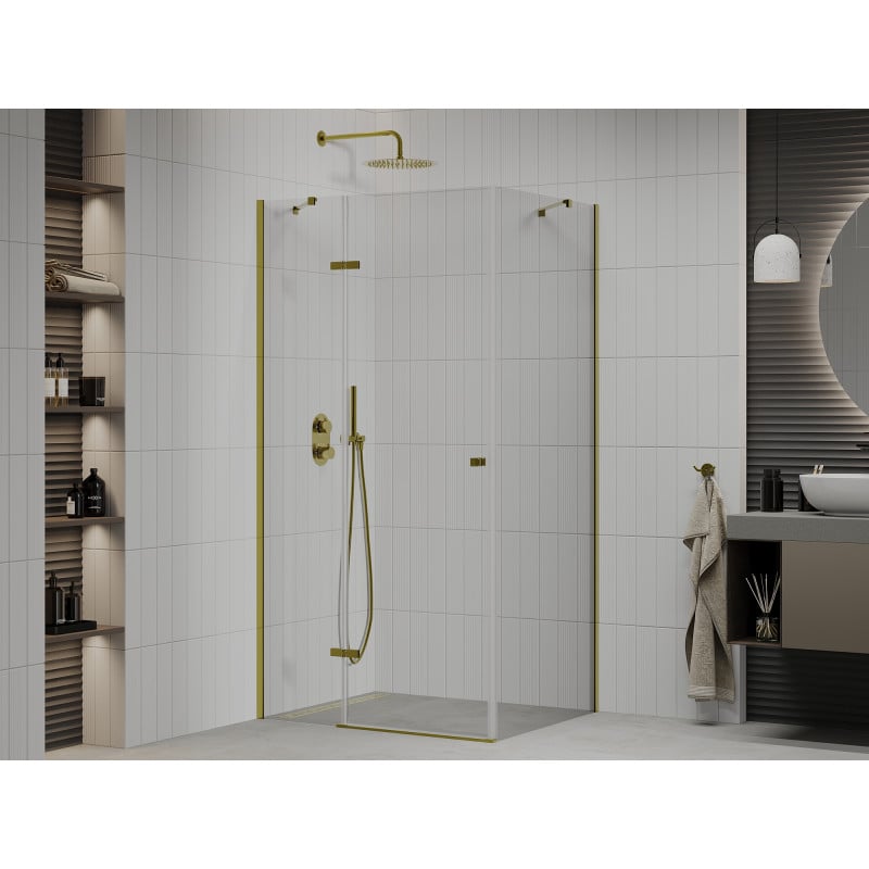 Mexen Roma Duschkabine schwenkbar 110 x 100 cm, transparent, gold - 854-110-100-50-00