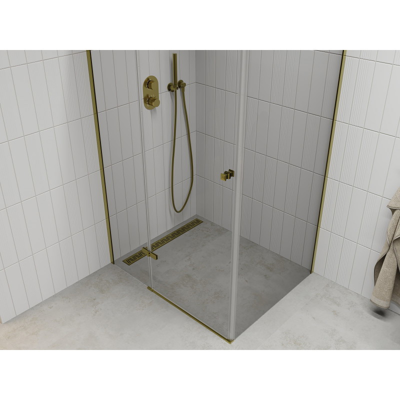 Mexen Roma Dusche Kabine 120 x 90 cm, transparent, gold - 854-120-090-50-00