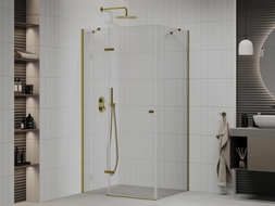 Mexen Roma Duschkabine schwenkbar 120 x 100 cm, transparent, gold - 854-120-100-50-00