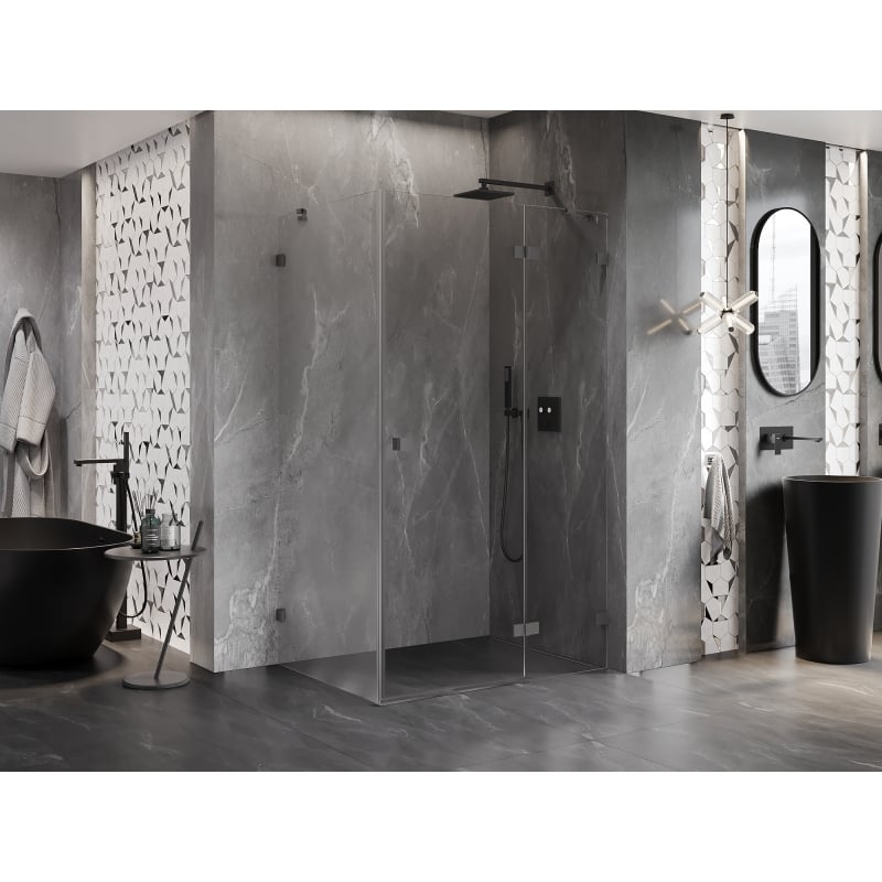 Mexen Lunar Duschkabine schwenkbar rechts 100 x 90 cm, transparent, Gun Metal - 834-100-090-95-00-P