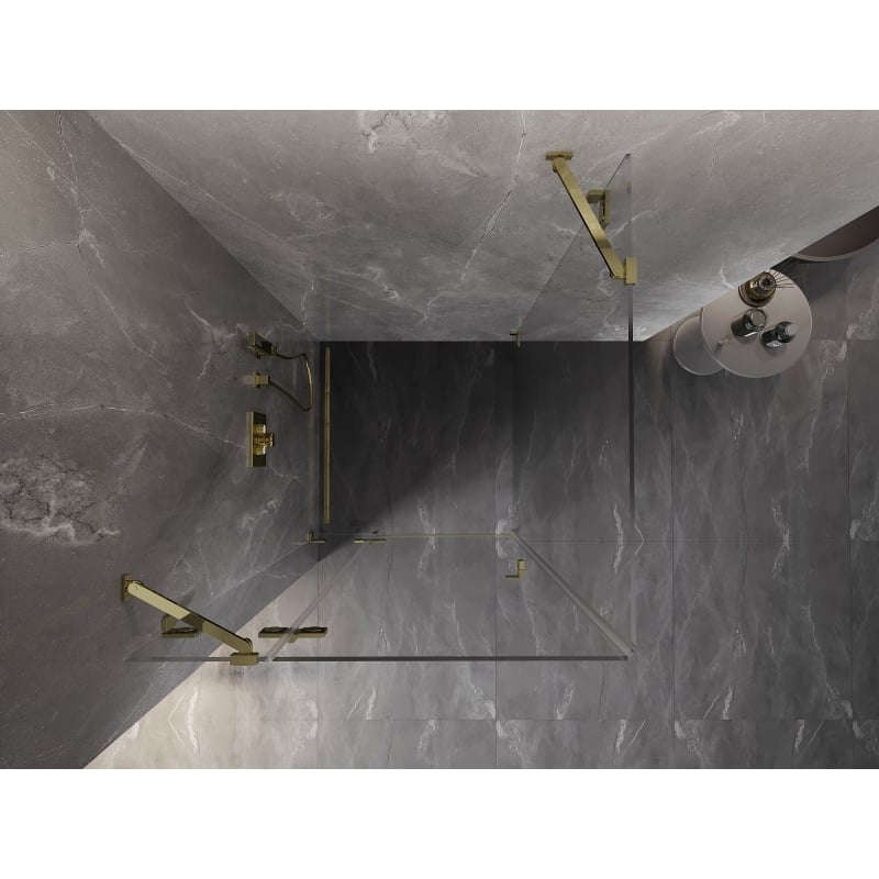 Mexen Lunar Duschkabine links öffnend 80 x 80 cm, transparent, gold - 834-080-080-50-00-L