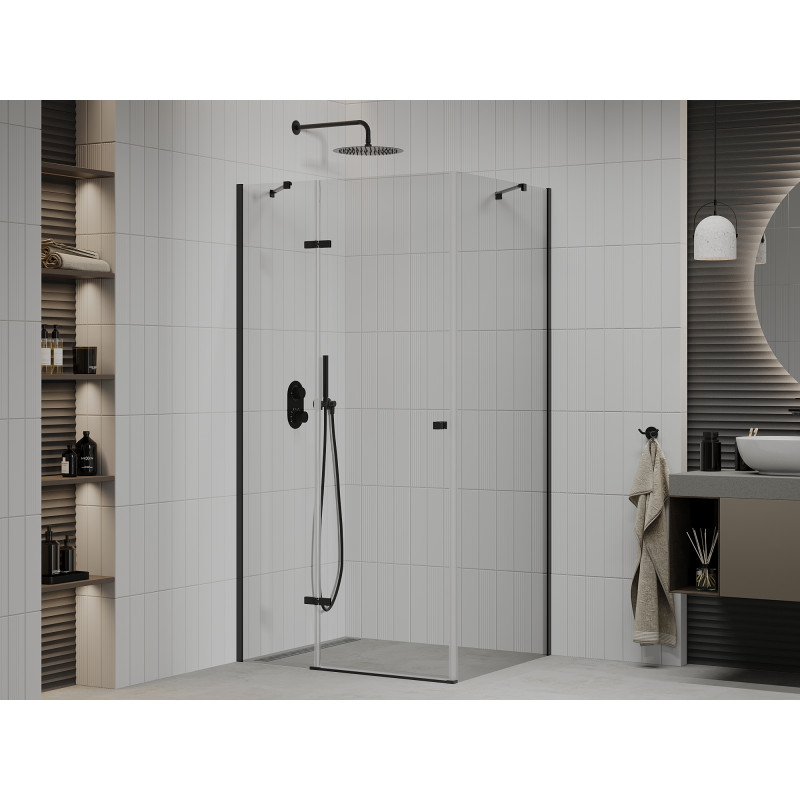 Mexen Roma Schwenkbare Duschkabine 70 x 120 cm, transparent, schwarz - 854-070-120-70-00