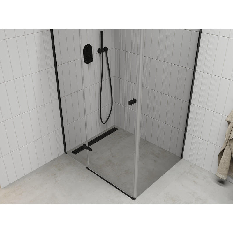 Mexen Roma Schwenkbare Duschkabine 70 x 120 cm, transparent, schwarz - 854-070-120-70-00