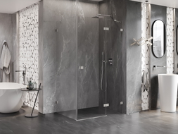 Mexen Lunar Duschkabine schwenkbar rechts 95 x 80 cm, transparent, gebürsteter Nickel - 834-095-080-97-00-P