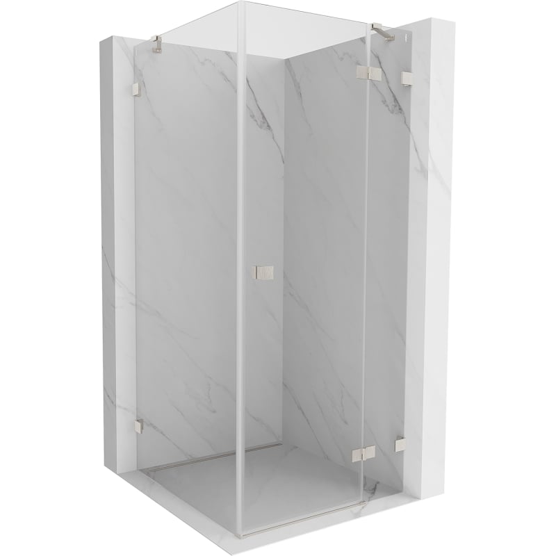 Mexen Lunar Duschkabine schwenkbar rechts 90 x 90 cm, transparent, gebürstetes Nickel - 834-090-090-97-00-P