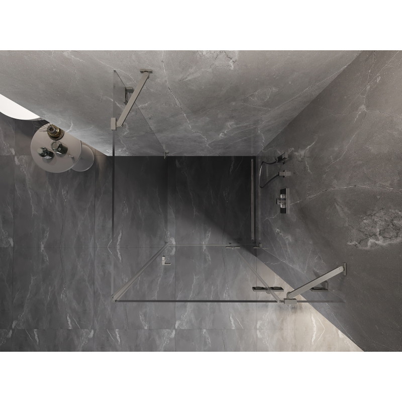 Mexen Lunar Dusche Kabine rechte Schwingtür 100 x 100 cm, transparent, gebürsteter Nickel - 834-100-100-97-00-P