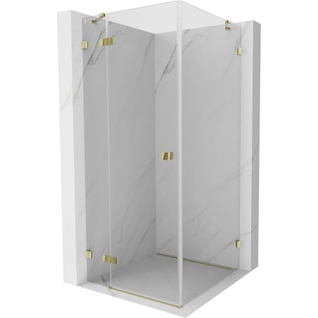 Mexen Lunar Duschkabine Schwingtür links 100 x 100 cm, transparent, gold - 834-100-100-50-00-L