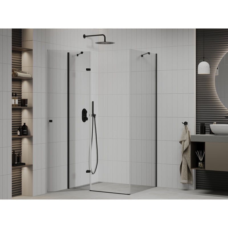 Mexen Roma drehbare Duschkabine 90 x 120 cm, transparent, schwarz - 854-090-120-70-00