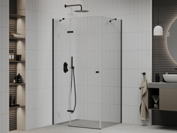 Mexen Roma Duschkabine schwenkbar 90 x 120 cm, transparent, schwarz - 854-090-120-70-00