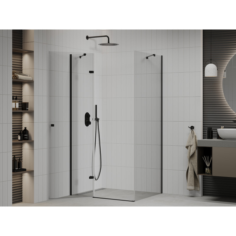 Mexen Roma Schwenkbare Duschkabine 100 x 70 cm, transparent, schwarz - 854-100-070-70-00