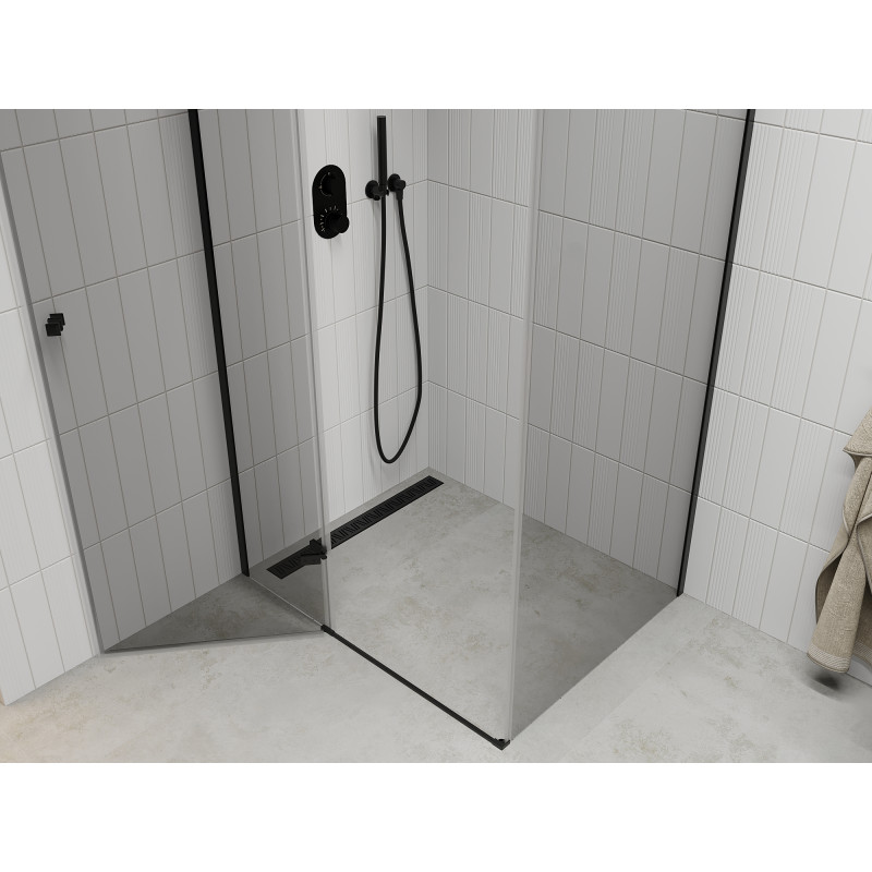 Mexen Roma schwenkbare Duschkabine 120 x 80 cm, transparent, schwarz - 854-120-080-70-00