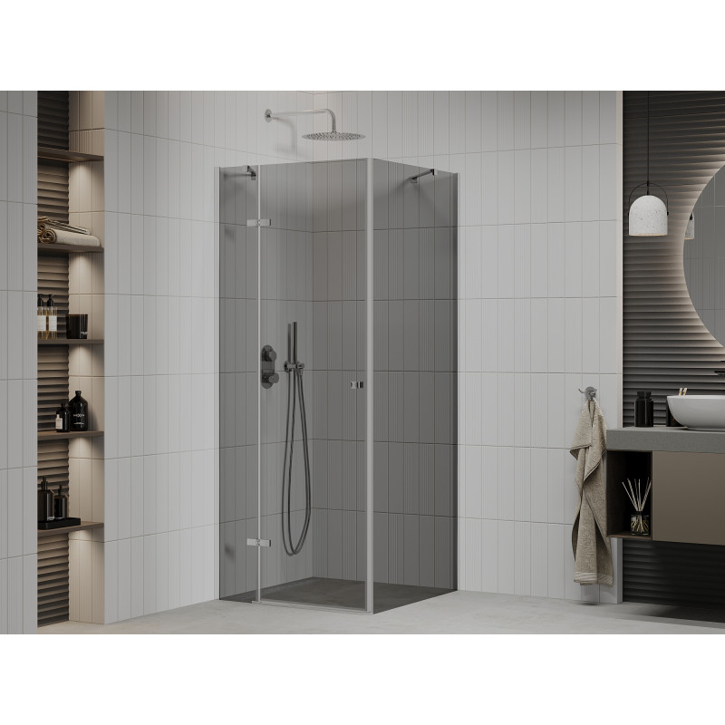 Mexen Roma Pivot-Duschkabine 70 x 70 cm, Graphit, Chrom - 854-070-070-01-40