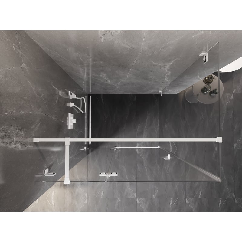 Mexen Lunar T Duschkabine Drehbar links 110 x 100 cm, transparent, weiß - 834T-110-100-20-00-L