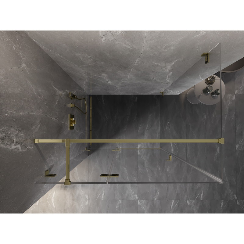 Mexen Lunar T Duschkabine mit schwenkbarer Tür links 110 x 80 cm, transparent, gold - 834T-110-080-50-00-L