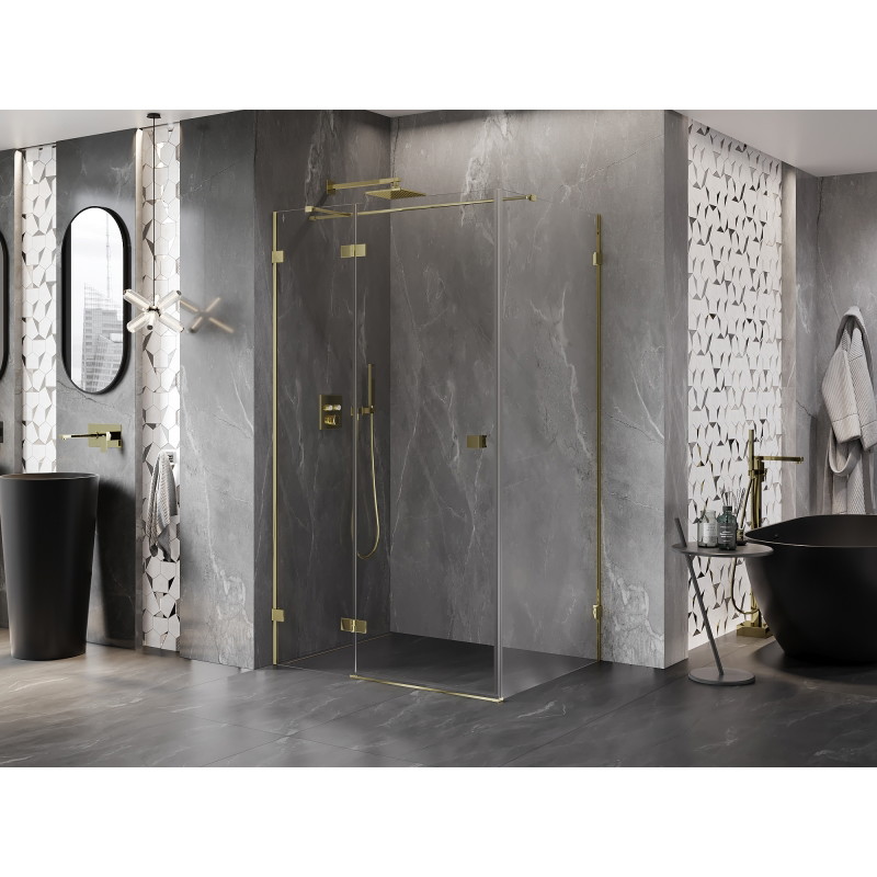 Mexen Lunar T Duschkabine Schwenktür links 140 x 80 cm, transparent, gold - 834T-140-080-50-00-L