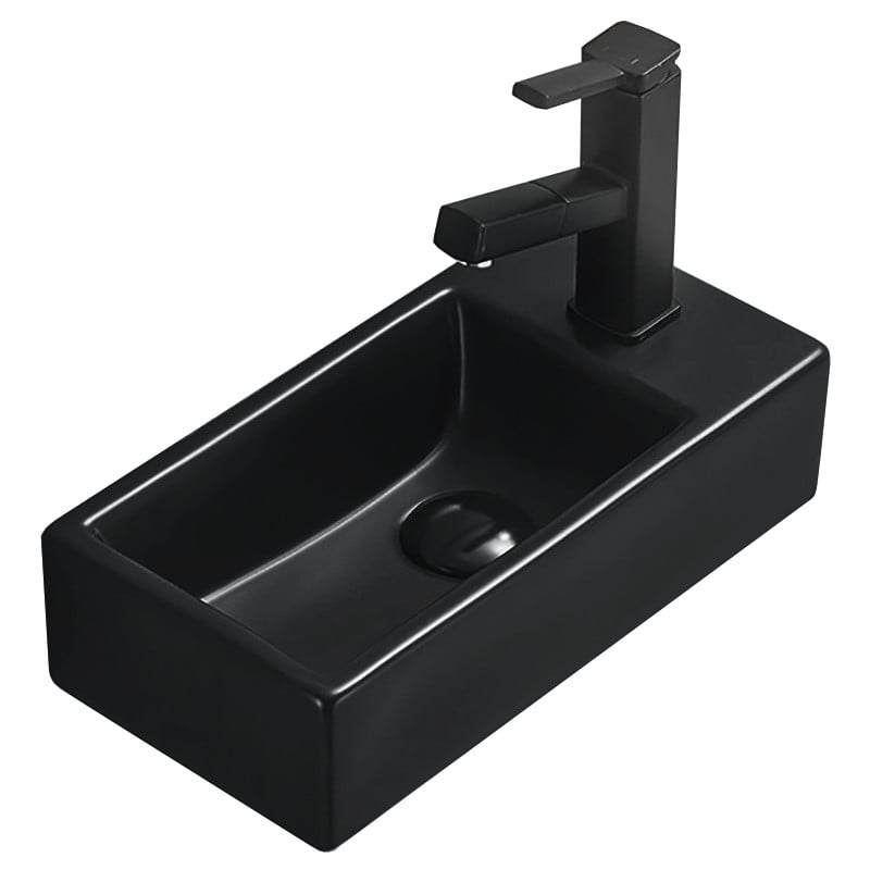 Mexen Inez Waschbecken auf der linken Seite 40 x 20 cm, schwarz matt - 21484085L