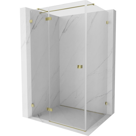 Mexen Lunar T Duschkabine schwenkbar links 130 x 90 cm, transparent, gold - 834T-130-090-50-00-L