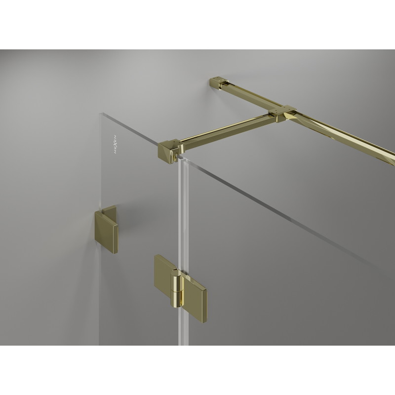 Mexen Lunar T Duschkabine schwenkbar links 115 x 110 cm, transparent, gold - 834T-115-110-50-00-L