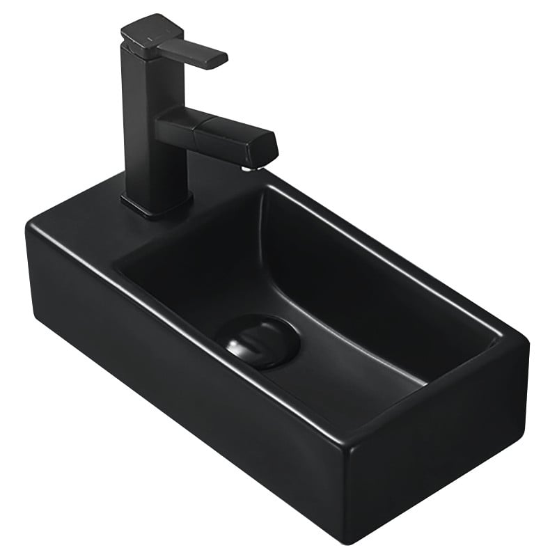 Mexen Inez rechte Aufsatzwaschbecken 40 x 20 cm, schwarz matt - 21484085R