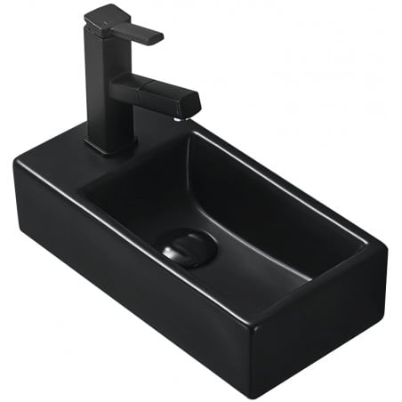 Mexen Inez rechte Aufsatzwaschbecken 40 x 20 cm, schwarz matt - 21484085R