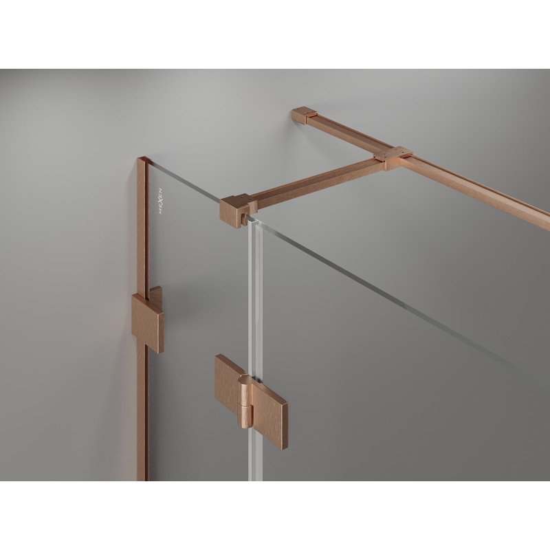 Mexen Lunar T Eckdusche links öffnend 135 x 120 cm, transparent, gebürstetes Kupfer - 834T-135-120-65-00-L