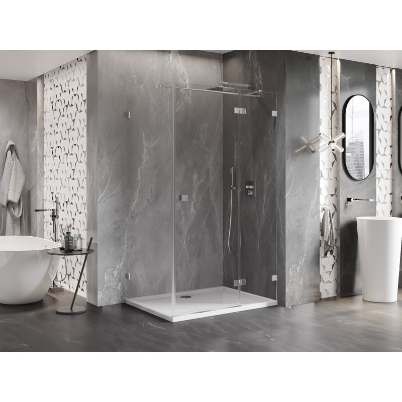 Mexen Lunar T Duschkabine, rechts öffnend, 120 x 80 cm, transparent, Chrom - 834T-120-080-01-00-P